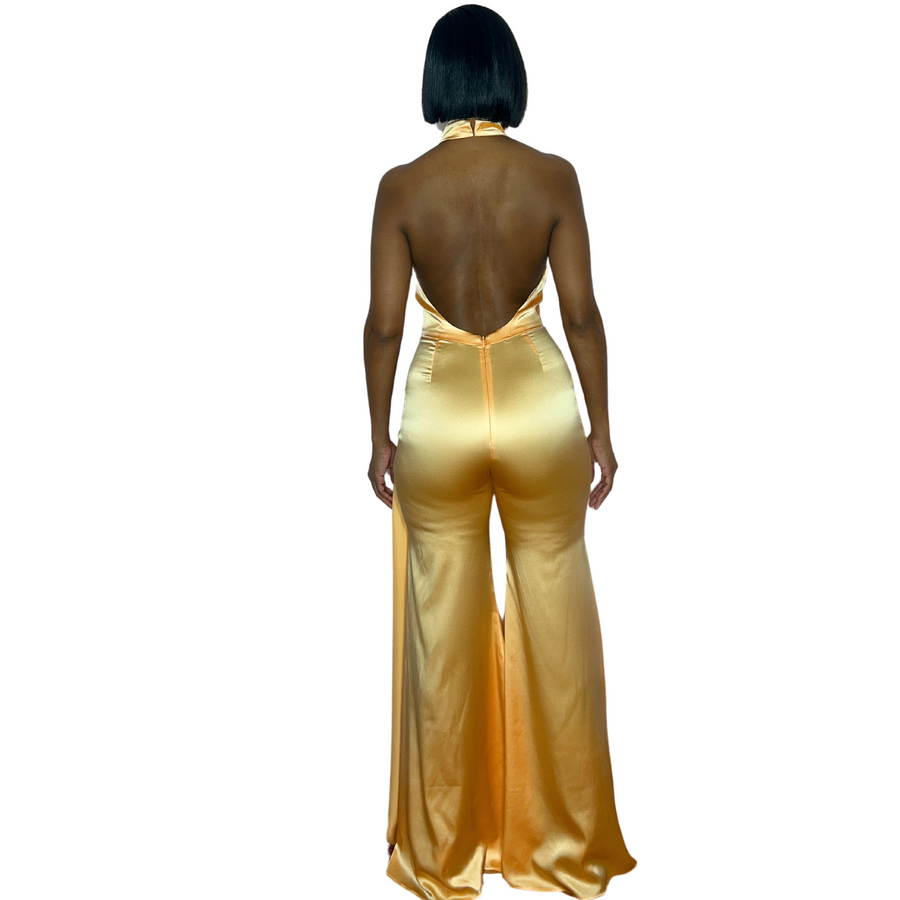 Antibes Wide Leg Inset Backless Jumpsuit