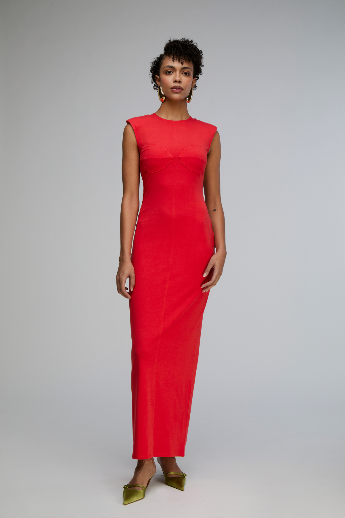 Biarritz Sculpted Shoulder Maxi Dress Cayenne / L