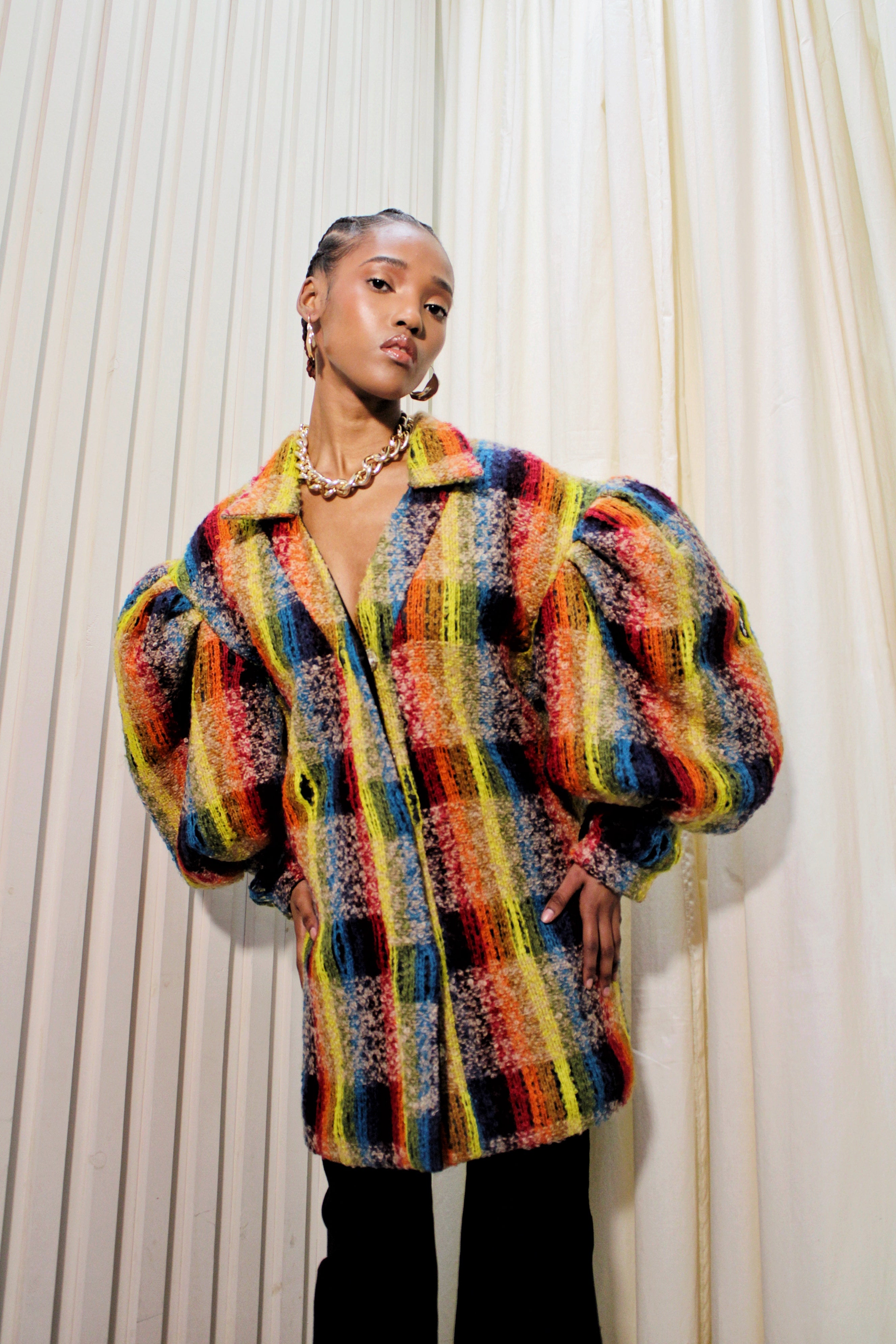 Arcenciel Oversized Wool-Mohair Rainbow Boulcé Coat